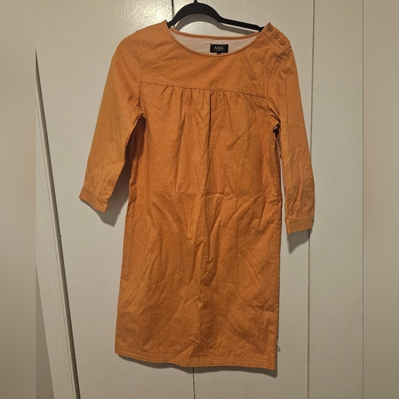 A.P.C. Gold Yellow shift dress NWT Sze Medium - Picture 1 of 5